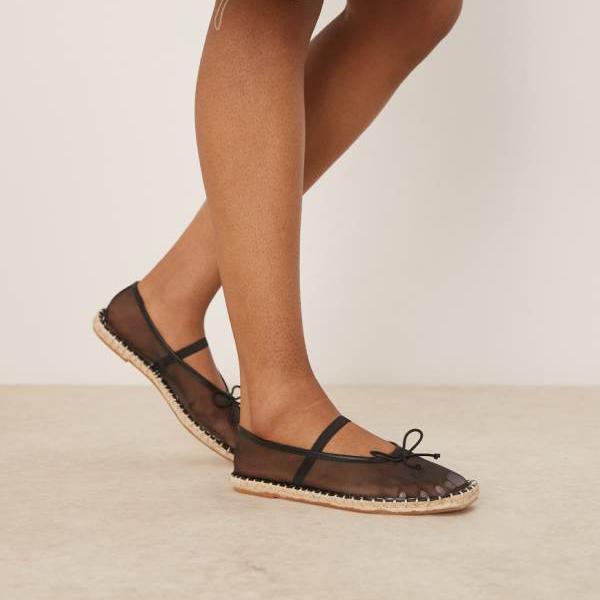 エイソス ASOS asos ASOS DESIGN ジェニー エスパドリーユ バレエフラット（ブラックメッシュ） 靴 レディース 女性 インポートブランド 小さいサイズから大きいサイズまで