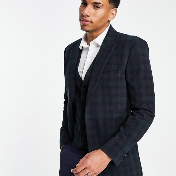 エイソス Asos Asos Asos Design スリム スーツ ジャケット ブラックウォッチ タータン アウター メンズ 男性 インポートブランド 小さいサイズから大きいサイズまで Highsoftsistemas Com Br