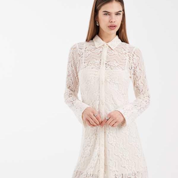 ミスセルフリッジ Miss Selfridge  ミス・セルフリッジの相応う感のあるレースシャツドレス 衣装 レディース 成人女性 インポートブランド 弱められた大きさから馬鹿でかい大きさまで