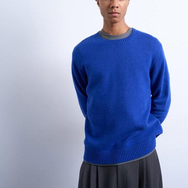 トップマン Topman TOPMAN トップマン レギュラーフィット ニット クルーネック ジャンパー（ウール、コバルトブルー） トップス メンズ 男性 インポートブランド 小さいサイズから大きいサイズまで