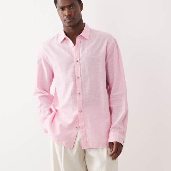 ジャックアンドジョーンズ Jack & Jones ジャック＆ジョーンズのリネン混シャツ（ピンク） トップス メンズ 男性 インポートブランド 小さいサイズから大きいサイズまで 12,972円