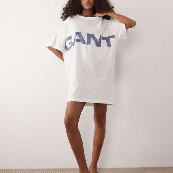 ガント Gant GANT 胸ロゴ入りオーバーサイズTシャツドレス（エッグシェルホワイト） トップス レディース 女性 インポートブランド 小さいサイズから大きいサイズまで