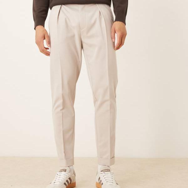 エイソス ASOS asos ASOS DESIGN スマートテーパードチノパンツ（ストーンツイル） ズボン下 下つ方 メンズ 成人男性 インポートブランド ごく小さい大きさから大層らしい大きさまで