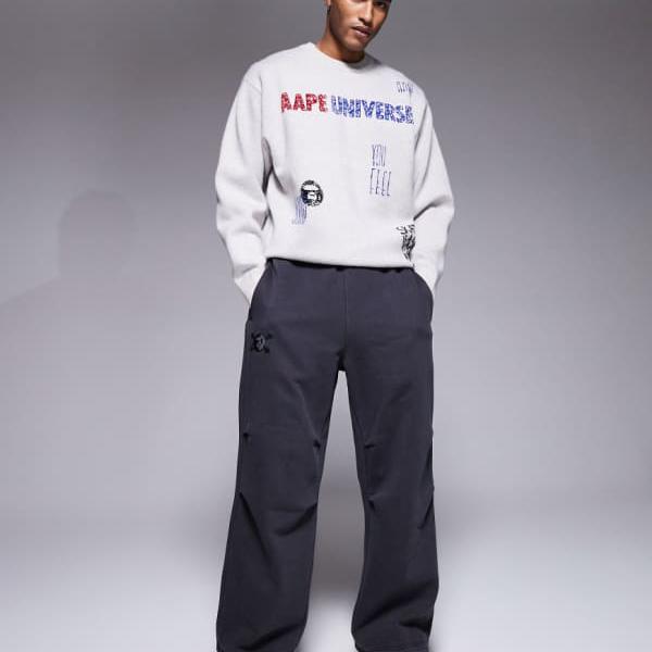 ア・ベイシング・エイプ AAPE BY A BATHING APE Aape by A Bathing Ape x Erased ルーズフィット ヘビーウェイト ジャージ ジョガー ウォッシュド ブラック パンツ ボトム メンズ 男性 インポートブランド 小さいサイズから大きいサイズまで｜セレクトショップ　Diva　Closet 56,524円