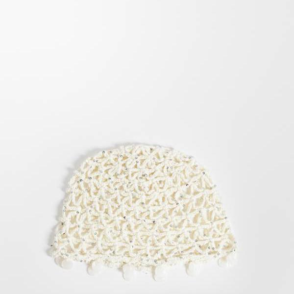 エイソス ASOS asos ASOS DESIGN かぎ針編みニットスカルキャップ、フェイクシェルトリム付き添い人、自然的色つや かぶり笠 レディース 成人女性 インポートブランド