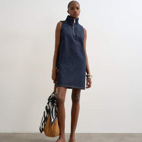 とっ始め販売店 Topshop TOPSHOP とっ始め販売店のデニムファネルネックピニードレス、ブルーリンス 衣装 レディース 成人女性 インポートブランド 弱められた大きさから馬鹿でかい大きさまで