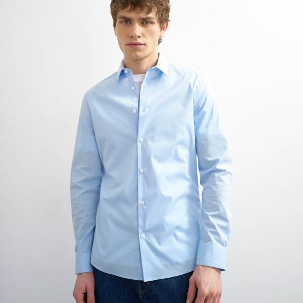 トップマン Topman TOPMAN トップマンのスリムフィット長袖フォーマルストレッチシャツ(ライトブルー) トップス メンズ 男性 インポートブランド 小さいサイズから大きいサイズまで