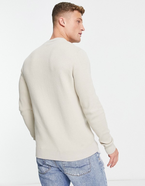80%OFF! オンリー サンズ Only Sons プレミアム ニット リブ編みクルーネック ベージュ トップス メンズ 男性 インポートブランド  小さいサイズから大きいサイズまで fucoa.cl