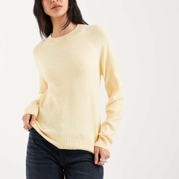 ヴェロモーダ Vero Moda ヴェロモーダのゴールドイエローメランジのラウンドネックニットジャンパー トップス レディース 女性 インポートブランド 小さいサイズから大きいサイズまで