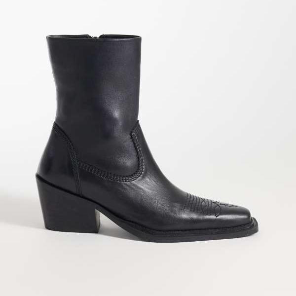 エイソス ASOS asos ASOS DESIGN Ace プレミアムウエスタンアンクルブーツ（黒いことなめし革）  靴  レディース お上さん インポートブランド たわい無い大きさから気が大きい大きさまで