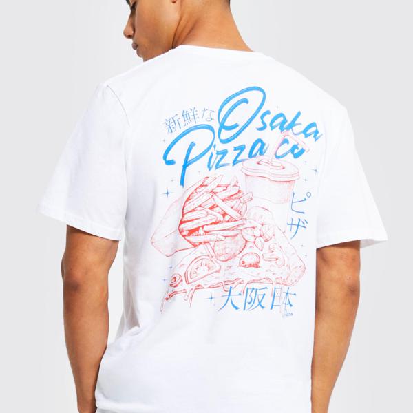 Tei Atai Boohoo ブーフー Boohoo レギュラーフィットピザバックプリントtシャツ メンズ 男性 インポートブランド 小さいサイズから大きいサイズまで 代 30代 40代 プレゼント 誕生日 Dokutoku No Jouhin Kanematsuusa Com