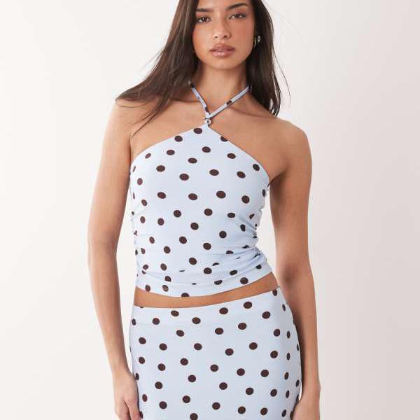 フォーエバーニュー Forever New フォーエバーニューのホルターネックトップスとセットアップ（ブルードット柄） トップス レディース 女性 インポートブランド 小さいサイズから大きいサイズまで 18,250円