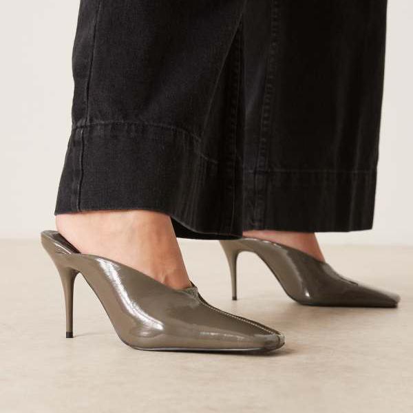 エイソス ASOS asos ASOS DESIGN Pablo Ultimate スクエアトゥ ハイヒール ミュール（薄墨色） 靴  レディース 成人女性 インポートブランド 弱められた大きさから馬鹿でかい大きさまで