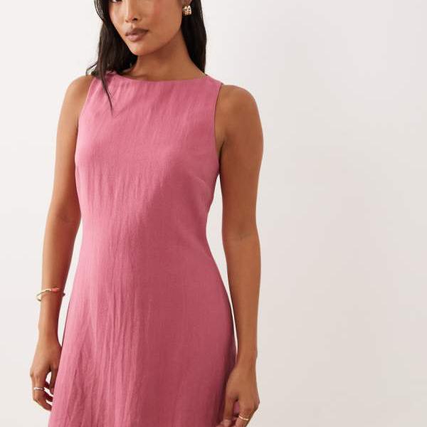 ミスセルフリッジ Miss Selfridge  ミス・セルフリッジ・プチ リネン風うつり変わり御召しもの（ラズベリー） 衣装 レディース 成人女性 インポートブランド 弱められた大きさから馬鹿でかい大きさまで