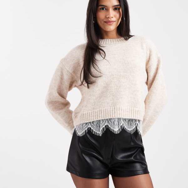 エイソス ASOS asos ASOS DESIGN レザー風テーラードショートパンツ（ブラック） パンツ ボトム レディース 女性 インポートブランド 小さいサイズから大きいサイズまで