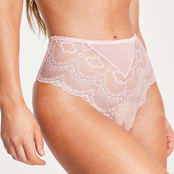 エイソス ASOS asos ASOS DESIGN ロージー レース ハイウエスト ニッカー ブラッシュ ピンク 下着 レディース 女性 インポートブランド 小さいサイズから大きいサイズまで