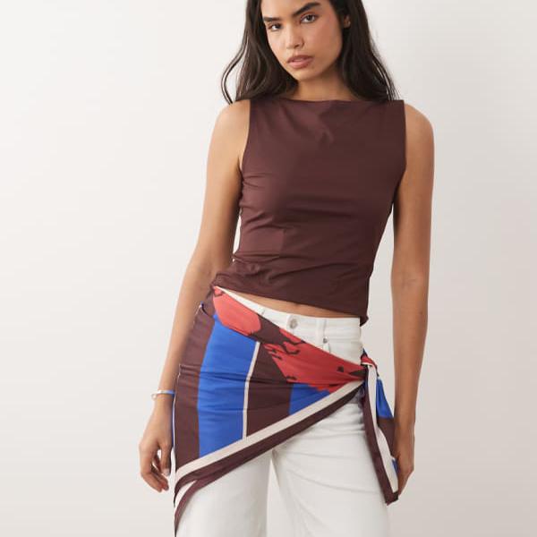エイソス ASOS asos ASOS DESIGN スプライスプリントの大型えり巻き（馬と縞模様柄） レディース お上さん インポートブランド