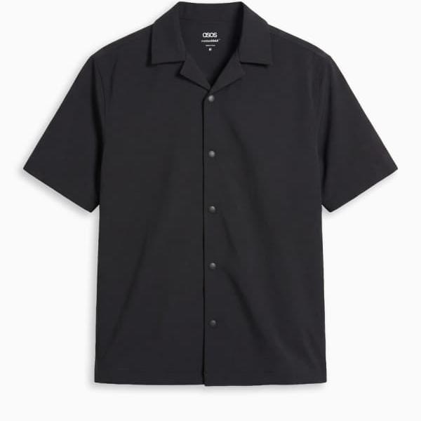 エイソス ASOS asos ASOS DESIGN motionMAX・・ リラックスフィット 4ウェイストレッチシャツ（ブラック） トップス メンズ 男性 インポートブランド 小さいサイズから大きいサイズまで