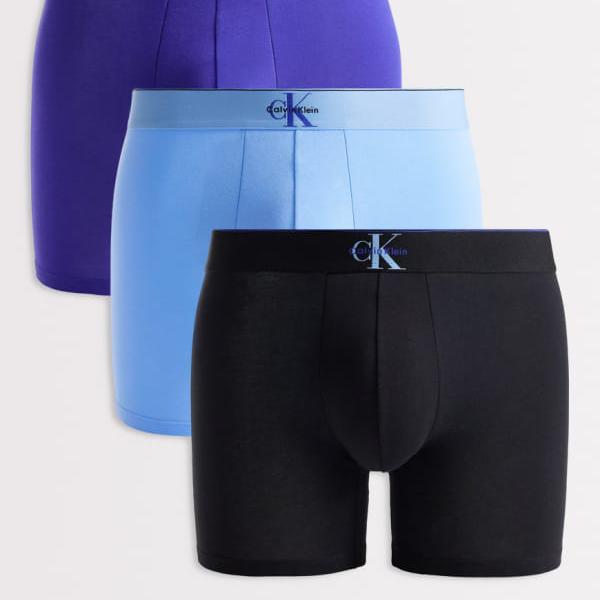 カルバンクライン Calvin Klein カルバン・クライン モノグラム コットン ボクサーブリーフ 3枚組 ブラック/ブルー 下着 メンズ 男性 インポートブランド 小さいサイズから大きいサイズまで｜セレクトショップ　Diva　Closet