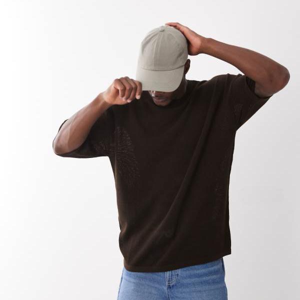 エイソス ASOS asos ASOS DESIGN オーバーサイズ ニット ポインテル Tシャツ（ブラウン） トップス メンズ 男性 インポートブランド 小さいサイズから大きいサイズまで