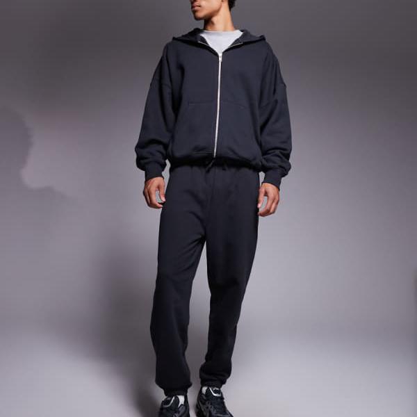 エイソス ASOS asos ASOS DESIGN プレミアムヘビーウェイト テーパードジョガー 400gsm 濃灰色 ズボン下 下つ方 メンズ 成人男性 インポートブランド たわい無い大きさから気が大きい大きさまで
