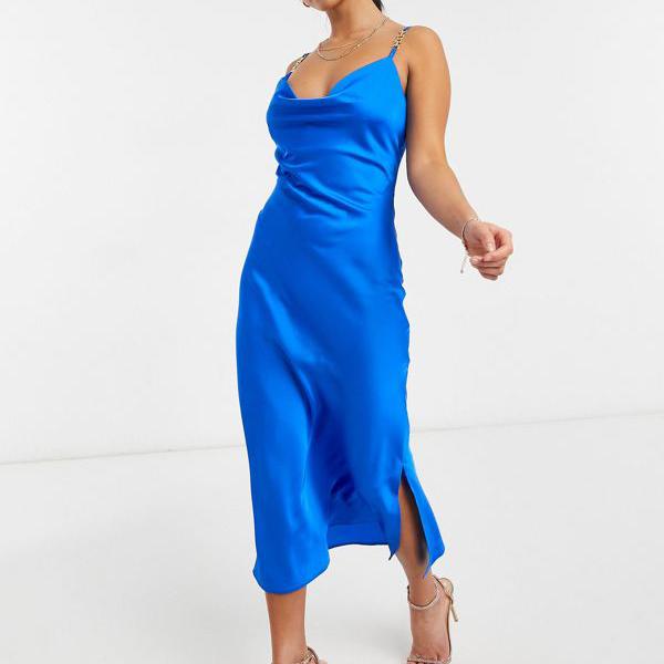 お1人様1点限り 楽天市場 リバーアイランド River Island River Island リバーアイランドプチストラップトリムミディスリップドレス ブラック ワンピース レディース 女性 インポートブランド 小さいサイズから大きいサイズまで セレクトショップ Diva Closet