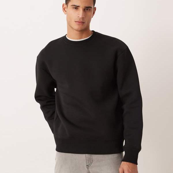 エイソス ASOS asos ASOS DESIGN ヘビーウェイト オーバーサイズ スウェットシャツ スキューバ風生地 ブラック - ブラック トップス メンズ 男性 インポートブランド 小さいサイズから大きいサイズまで｜セレクトショップ　Diva　Closet 7,797円