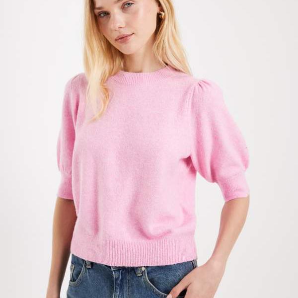 ヴェロモーダ Vero Moda Vero Modaのボンボンピンクの半袖ニットトップス パンツ ボトム レディース 女性 インポートブランド 小さいサイズから大きいサイズまで