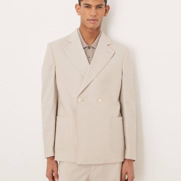 エイソス ASOS asos ASOS DESIGN 石ころとリネンのダブルブレストスーツジャケット（ゆったりめ） アウター メンズ 成人男性 インポートブランド 弱められた大いさから途轍も無い大いさまで メンズファッション-コート・ジャケット