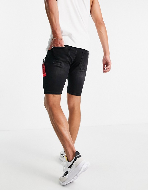 シックシルク Siksilk Siksilkのユーズド加工デニムショートパンツ ブラック パンツ ボトム メンズ 男性 インポートブランド 小さいサイズから大きいサイズまで Rvcconst Com