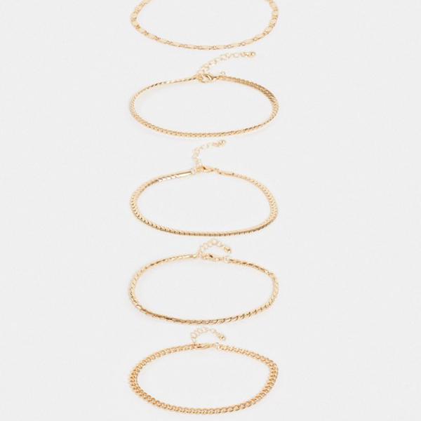 エイソス Asos Asos Asosdesignスキニーチェーンブレスレットパックゴールドトーン アクセサリー メンズ 男性 インポートブランド 小さいサイズから大きいサイズまで Fmcholollan Org Mx