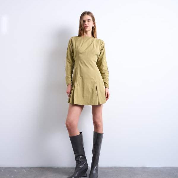 とっ始め販売店 Topshop TOPSHOP とっ始め販売店のオリーブ色のフリップヘムミニドレス 衣装 レディース 成人女性 インポートブランド 弱められた大きさから馬鹿でかい大きさまで