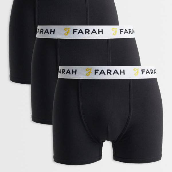 ファーラー Farah ファラ・ハモンド ジャカードロゴタイプ入り口・入口ボクサーさる股引き 3枚組 黒いこと ズボン下 下つ方 メンズ 成人男性 インポートブランド ごく小さい大きさから大層らしい大きさまで