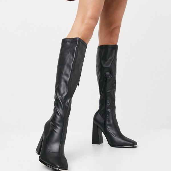 魅力的な パブリックデザイアワイドフィットキャリンストレッチニーブーツ つま先にブラックメッキ 靴 レディース 女性 インポートブランド 小さいサイズから大きいサイズまで 受賞店舗 Flymates Team Com