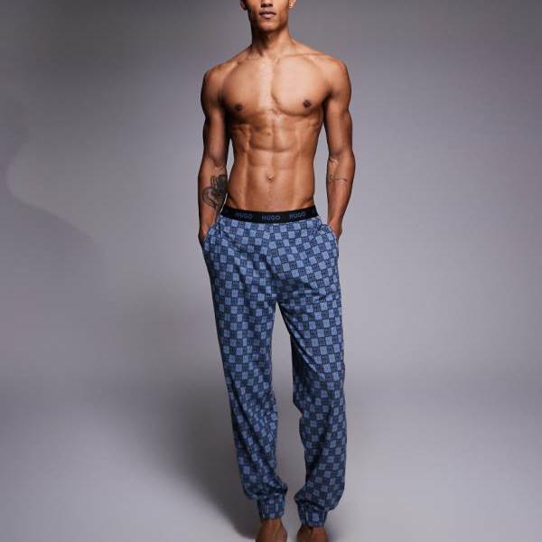 HUGO Bodywear 照合のしるし刷り上げる アーロン ジョガーパンツ（うす暗い青み） ズボン下 下つ方 メンズ 成人男性 インポートブランド 弱められた大きさから馬鹿でかい大きさまで