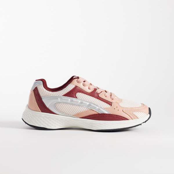 エイソス ASOS asos ASOS DESIGNのドゥードル柄レースアップスニーカー（バーガンディとサクラ色の入り合わせる色合い） 靴 レディース お上さん インポートブランド たわい無い大きさから気が大きい大きさまで