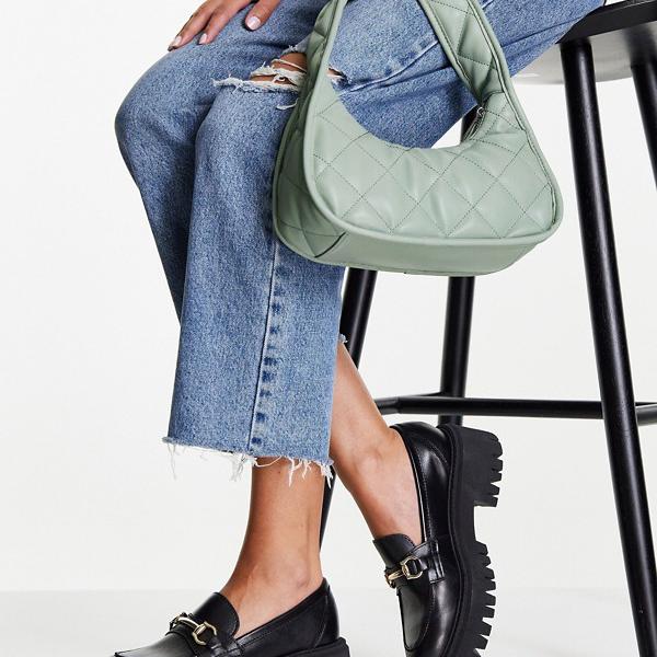 Schuh Schuhlilo分厚いローファー ブラックレザー 靴 レディース 女性 インポートブランド 小さいサイズから大きいサイズまで Ice Org Br