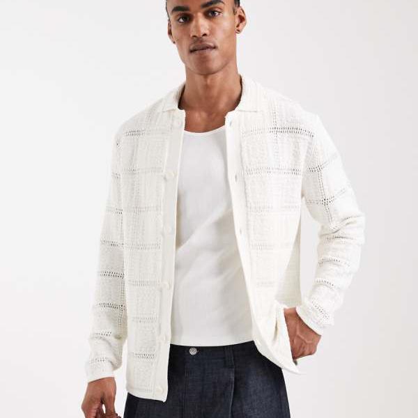 オンリー&サンズ Only & Sons ONLY & SONS リラックスフィット クロシェカーディガン(ホワイト) トップス メンズ 男性 インポートブランド 小さいサイズから大きいサイズまで