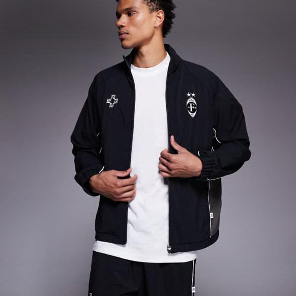 Faded Storeのナイロン製フットボールジャケットセットアップ（黒いこと） アウター メンズ 成人男性 インポートブランド ごく小さい大きさから大層らしい大きさまで