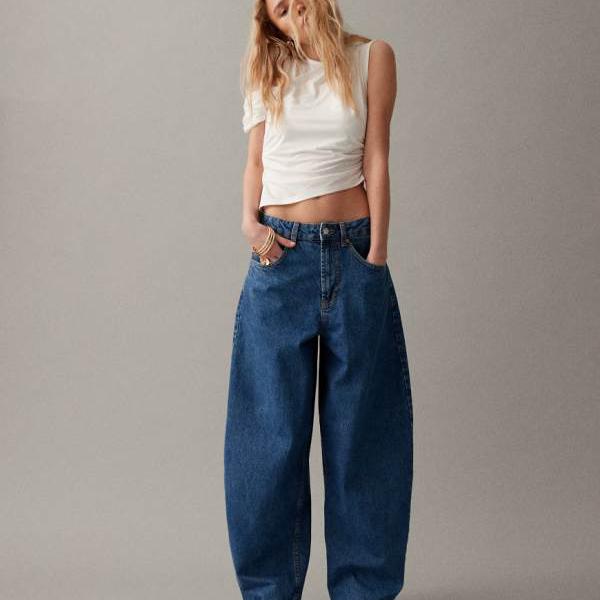 エイソス ASOS asos ASOS DESIGNのハイウエストバレルジーンズ（クリーンミッドブルー） パンツ ボトム レディース 女性 インポートブランド 小さいサイズから大きいサイズまで