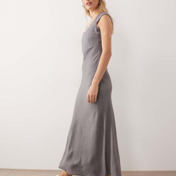 エイソス ASOS asos ASOS DESIGN スクープネック バイアス マキシドレス（グレー） ワンピース レディース 女性 インポートブランド 小さいサイズから大きいサイズまで