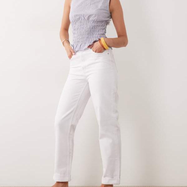 エイソス ASOS asos ASOS DESIGN ロールアップヘム スラウチジーンズ（白いこと） ズボン下 下つ方 レディース 成人女性 インポートブランド 弱められた大きさから馬鹿でかい大きさまで