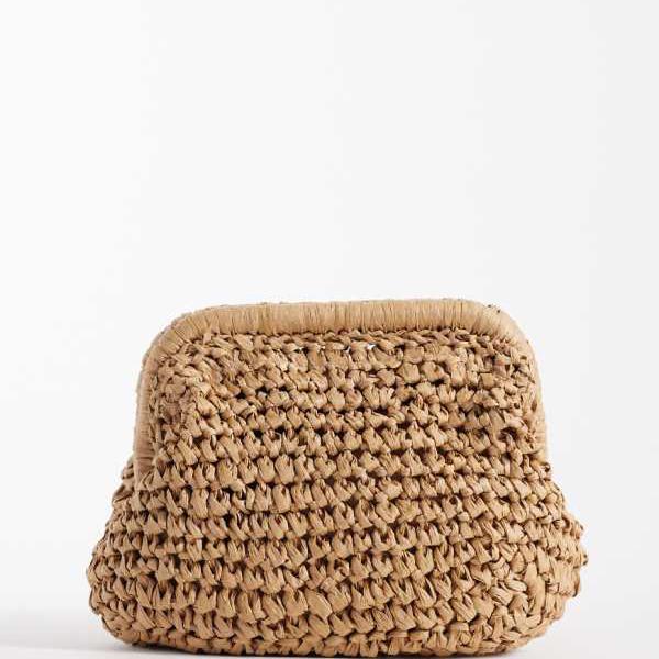 エイソス ASOS asos ASOS DESIGN ハンドクロシェストローフレームクラッチバッグ（取り外し可能なクロスボディストラップ付き、ナチュラル） 鞄 レディース 女性 インポートブランド