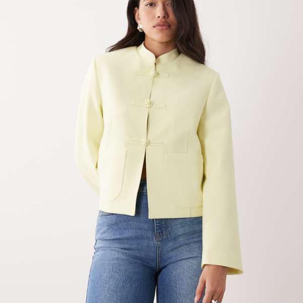 エイソス ASOS asos ASOS DESIGN ボックス型チャックオンマンダリンカラーブレザー アウター レディース 女性 インポートブランド 小さいサイズから大きいサイズまで