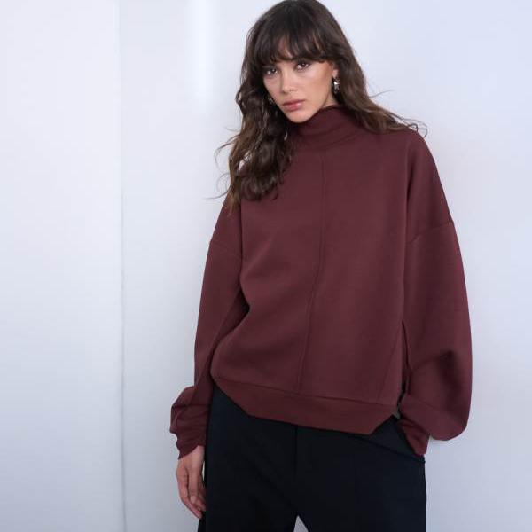 トップショップ Topshop TOPSHOP トップショップのファネルネックシームディテールスウェットシャツ（チョコレート） トップス レディース 女性 インポートブランド 小さいサイズから大きいサイズまで 14,413円