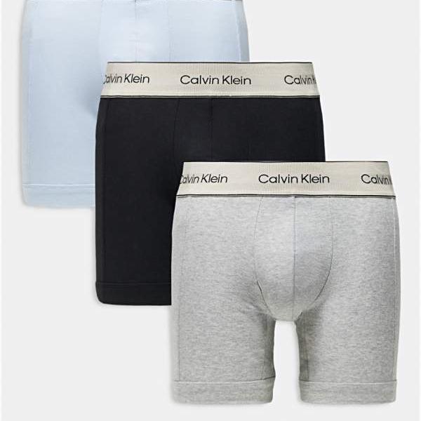 カルバンクライン Calvin Klein カルバン・クライン ヘリテージ 綿織物 ボクサーブリーフ 3枚組（黒いこと/薄墨色/青色）  肌付き メンズ 成人男性 インポートブランド たわい無い大きさから気が大きい大きさまで