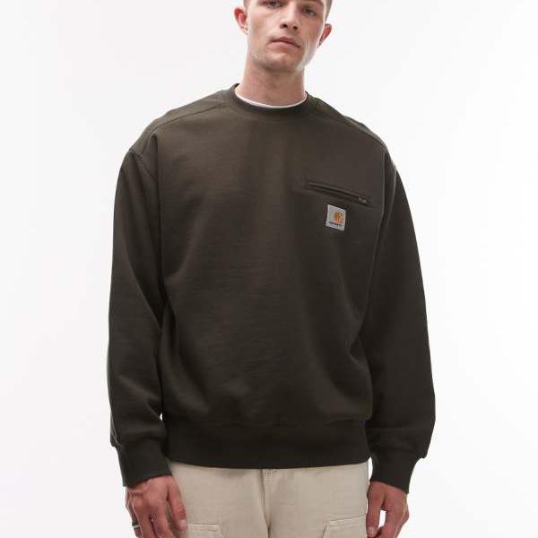 鉄道車両ハート型 Carhartt WIP Carhartt Carhartt WIP 自動車の街 厚地の外套大きさ トレーナー カーキ緑であること ワーヘル裏地付き添い人 トップス メンズ 成人男性 インポートブランド たわい無い大きさから気が大きい大きさまで