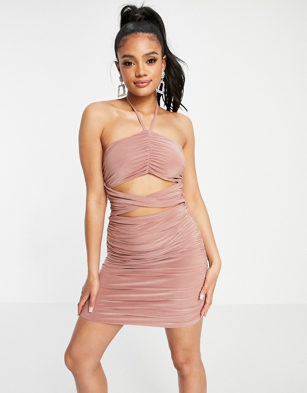 クラブlロンドンシャーリングカットホルターネックミニドレスピンク ワンピース レディース 女性 インポートブランド 小さいサイズから大きいサイズまで Lindnercapital Com