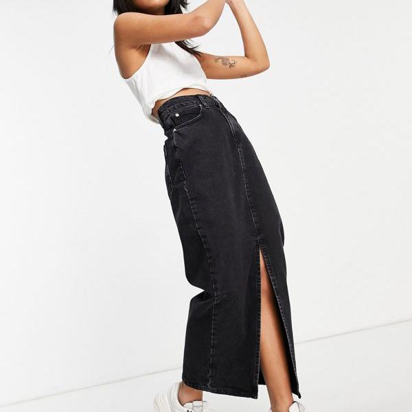受賞店舗 楽天市場 エイソス Asos Asos Asosdesignプチオーガニックデニム 90 S マキシスカートウォッシュドブラック スカート レディース 女性 インポートブランド 小さいサイズから大きいサイズまで セレクトショップ Diva Closet 今月限定 特別大特価 Advance
