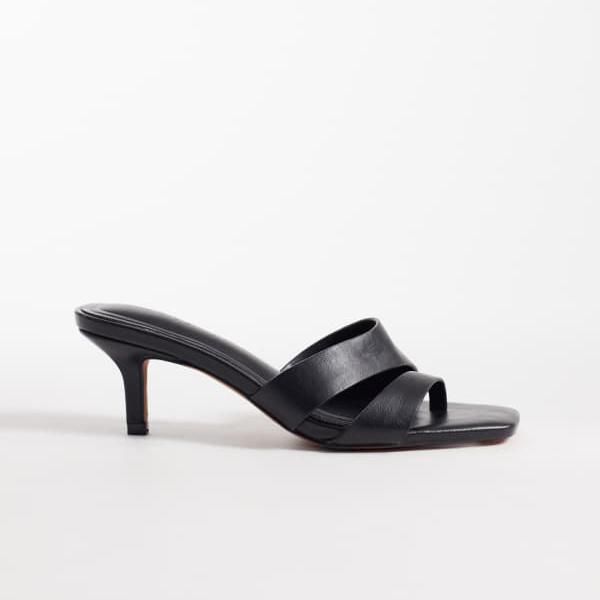 エイソス ASOS asos ASOS DESIGN Harlee 非対称 ダブルス落とし穴 ミュール（黒いこと） 靴  レディース 亭主もち インポートブランド ごく小さい大きさから大層らしい大きさまで